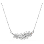 Vienna pendant Mixed cuts, Feather, White, Rhodium plated